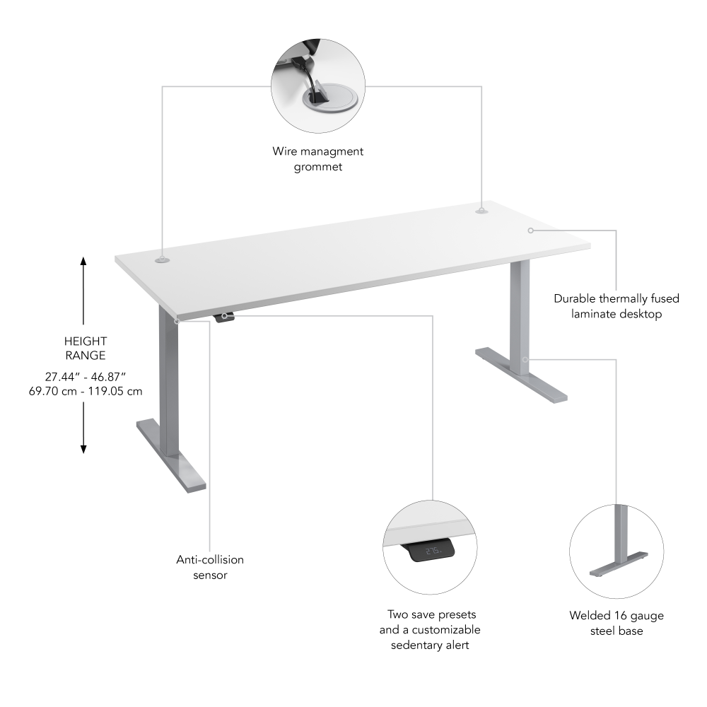 72W x 30D Height Adjustable Standing Desk