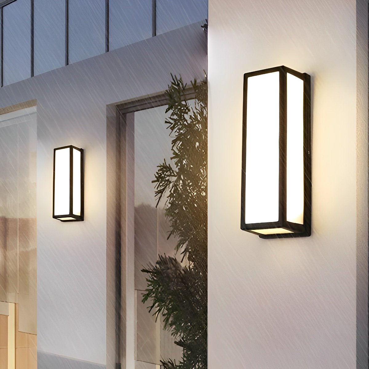 Rectangle LED Waterproof Motion Sensor Black Modern Wall Sconce Lighting