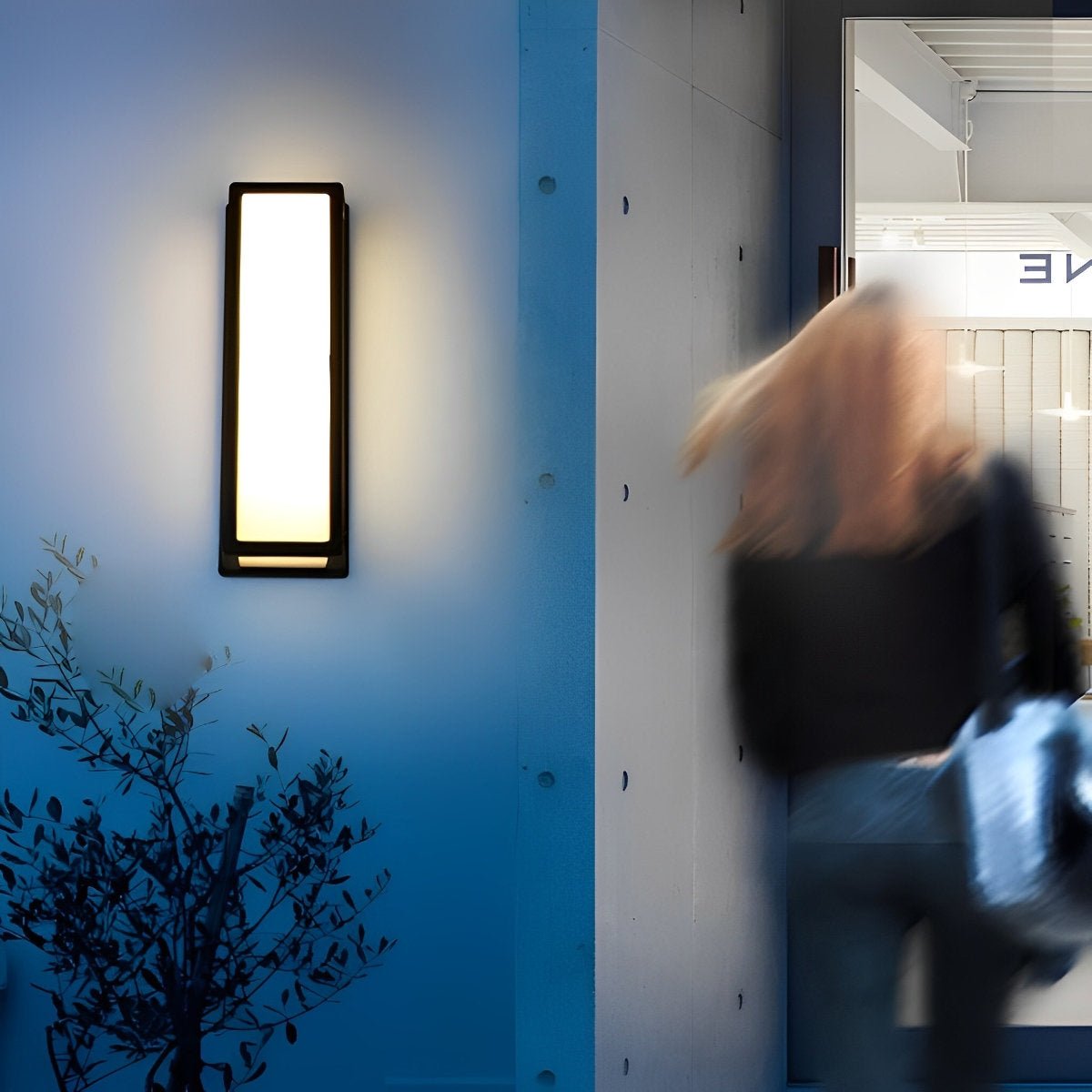 Rectangle LED Waterproof Motion Sensor Black Modern Wall Sconce Lighting