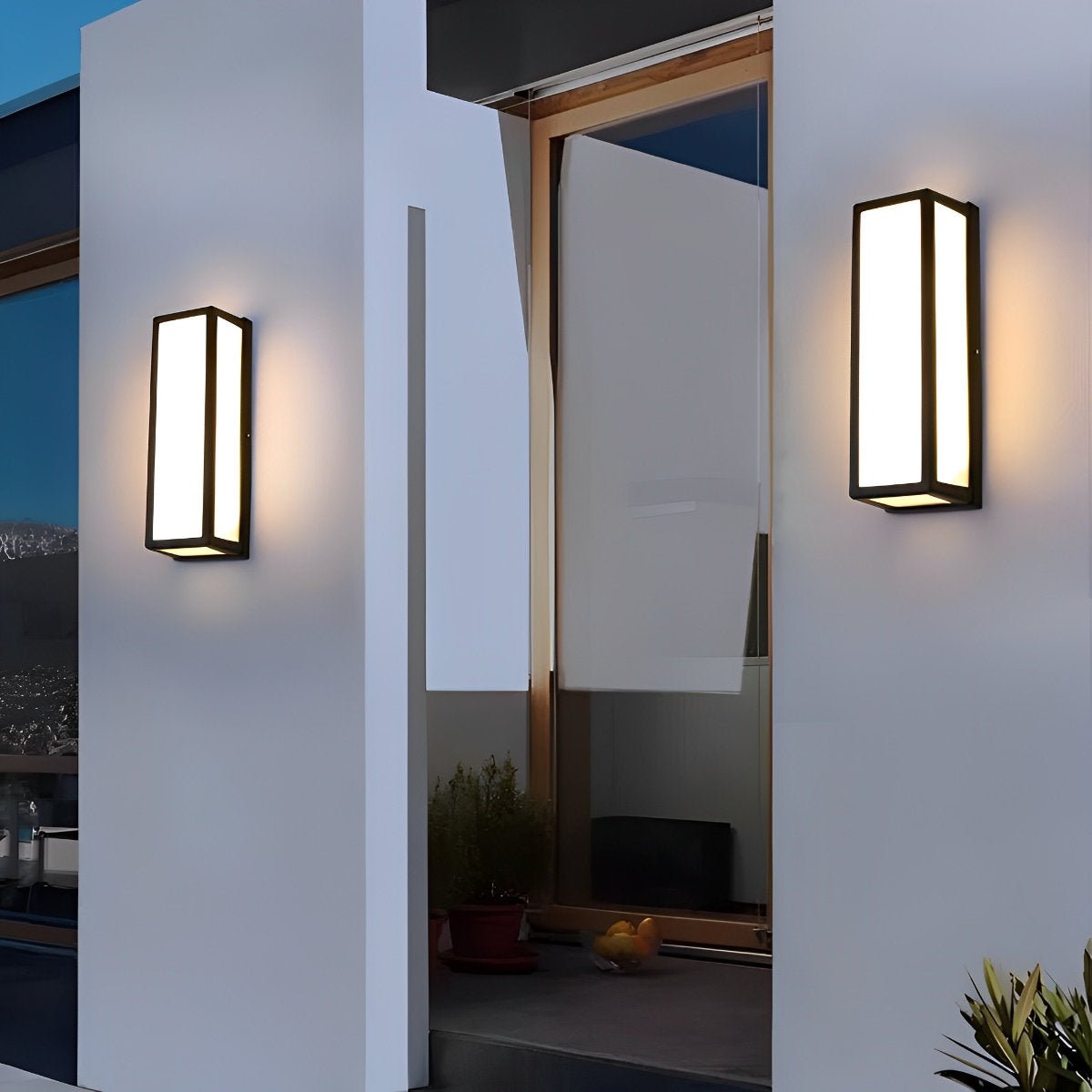 Rectangle LED Waterproof Motion Sensor Black Modern Wall Sconce Lighting