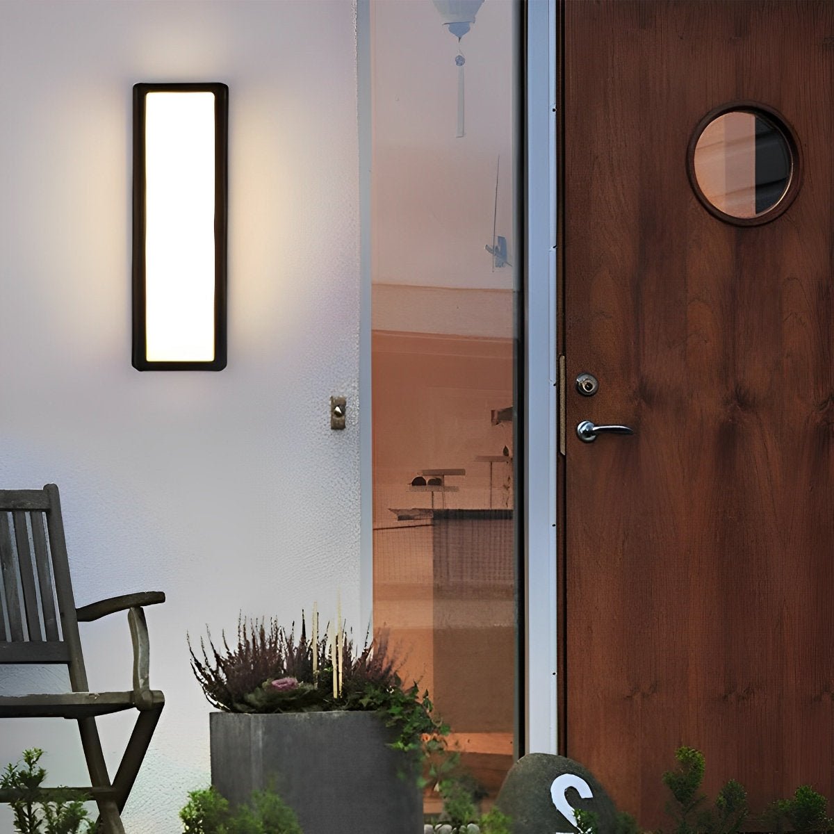 Rectangle LED Waterproof Motion Sensor Black Modern Wall Sconce Lighting