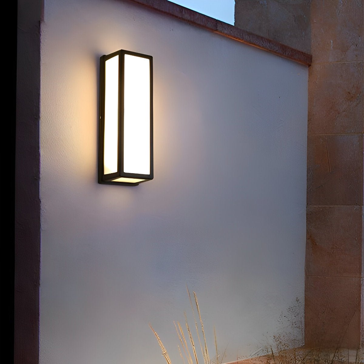 Rectangle LED Waterproof Motion Sensor Black Modern Wall Sconce Lighting