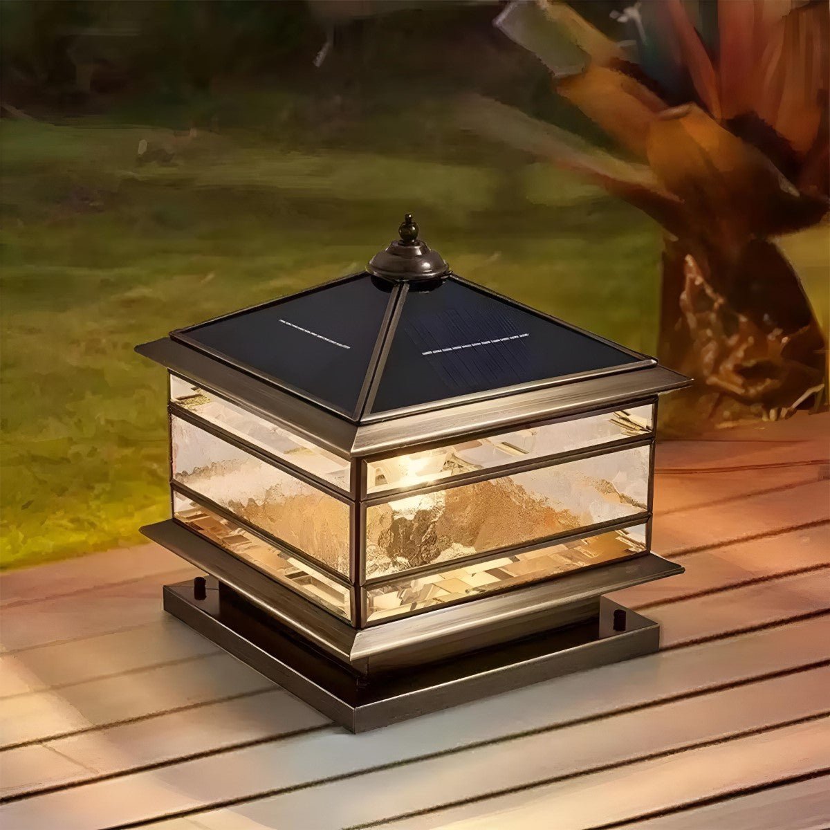 Waterproof Glass Copper Vintage Outdoor Fence Post Lights Pillar Light Column Lamp