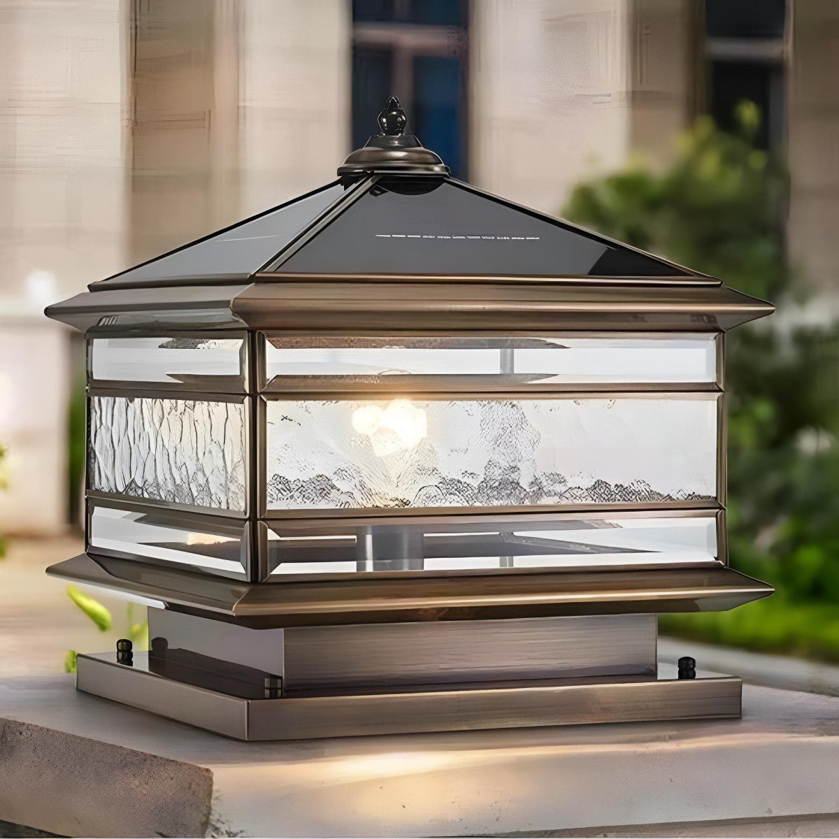 Waterproof Glass Copper Vintage Outdoor Fence Post Lights Pillar Light Column Lamp