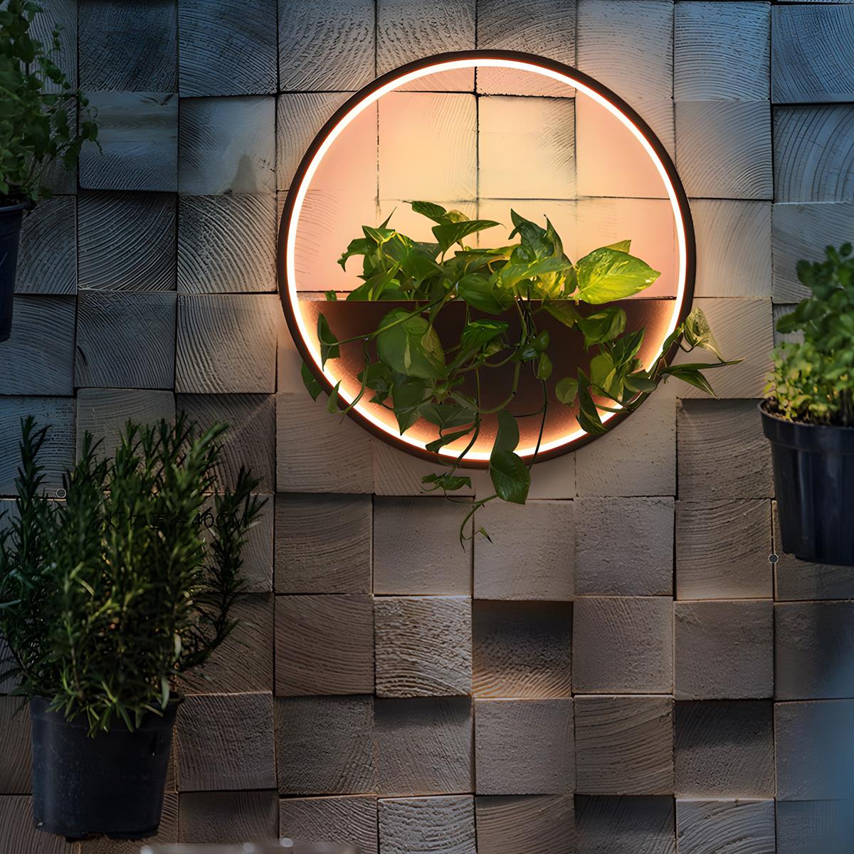 Waterproof LED Outdoor Wall Light Plants Pot