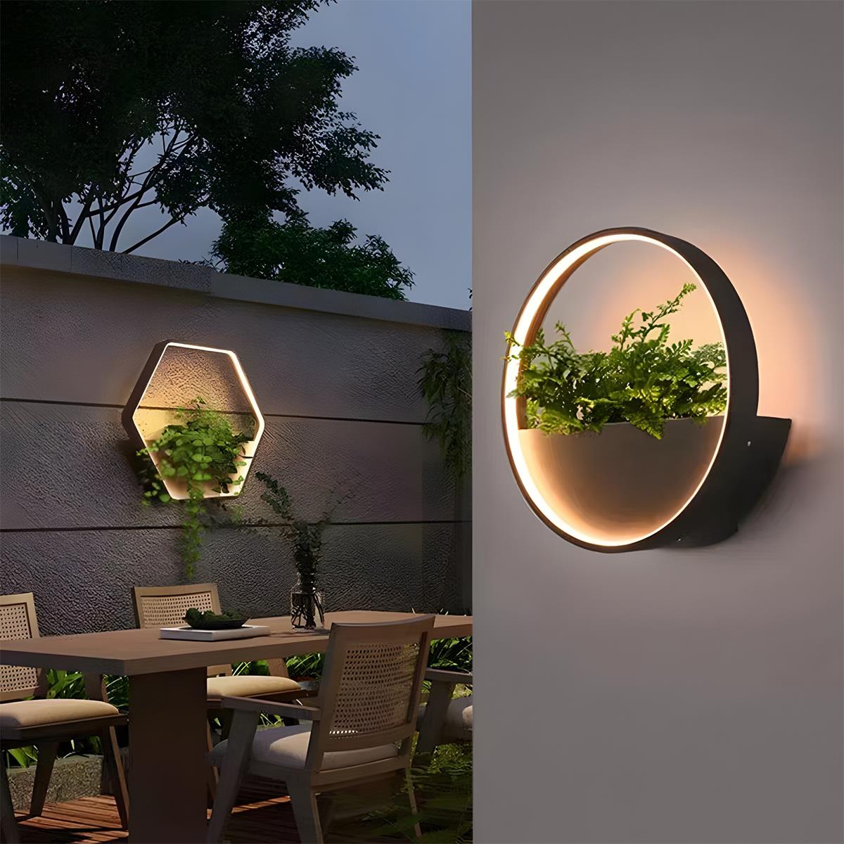 Waterproof LED Outdoor Wall Light Plants Pot